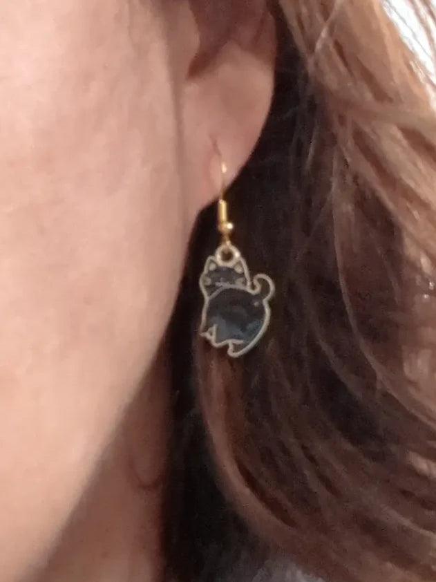 Earrings - Cat #4 on gold hook