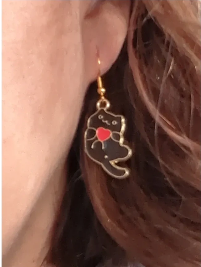 Earrings - Cat #6 on gold hook