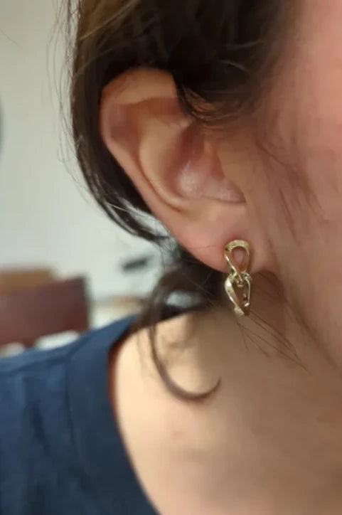 Earrings - gold colored chain earrings