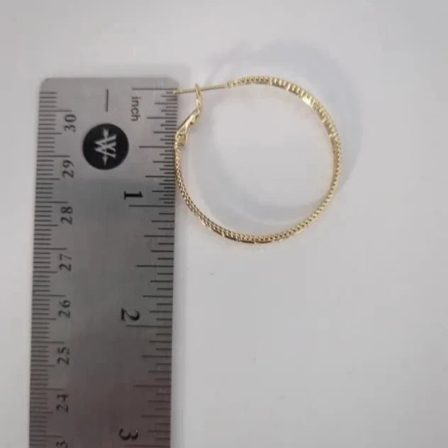 Earrings - Gold colored lightweight textured hoops