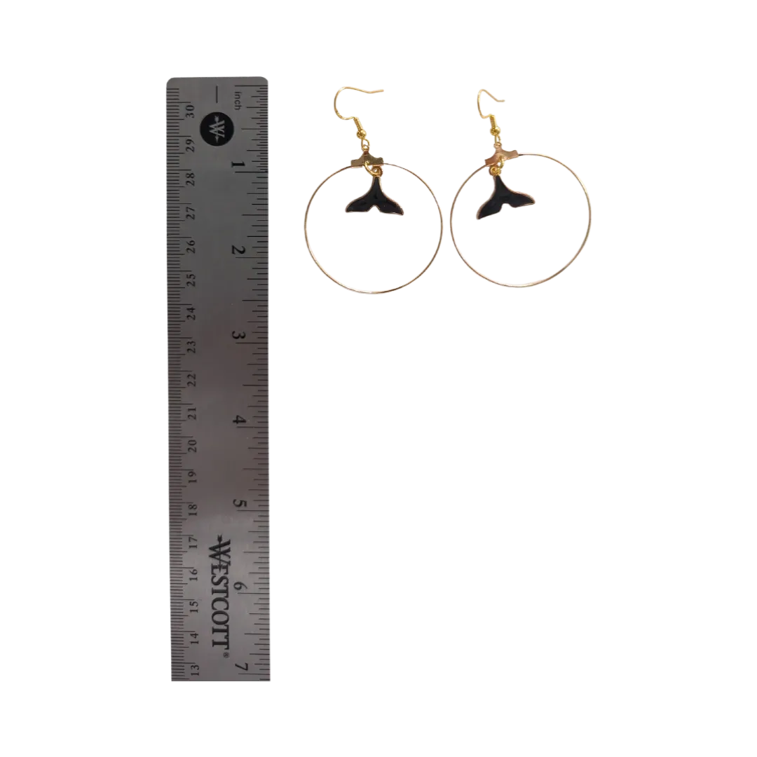 Earrings - Gold hoop with gold plated charm on gold hook