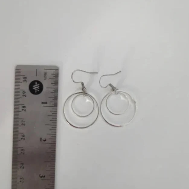Earrings - One 1 inch circle and one 1/2 inch circle on hook