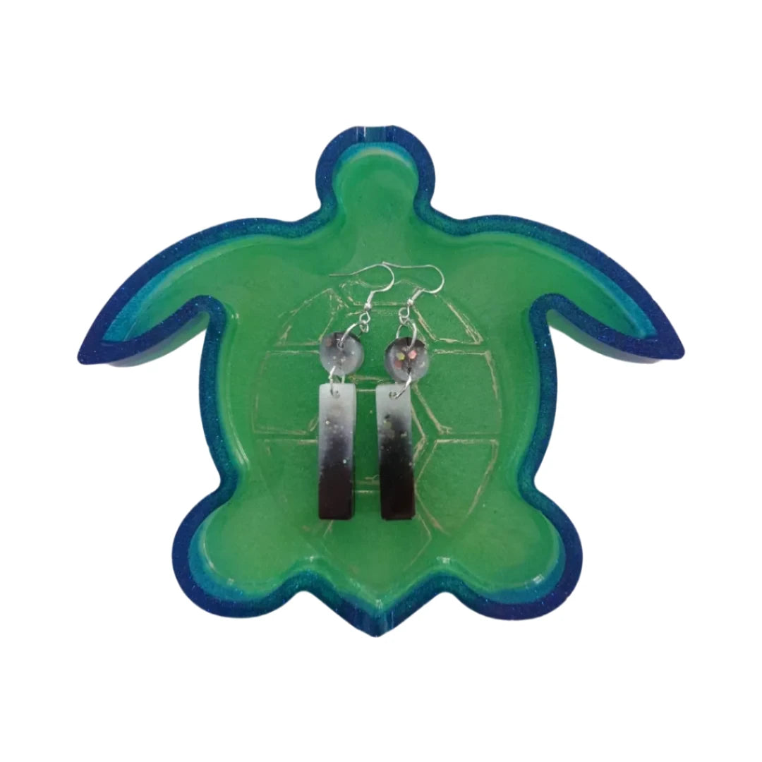 Earrings - Resin long rectangle and circle on hook