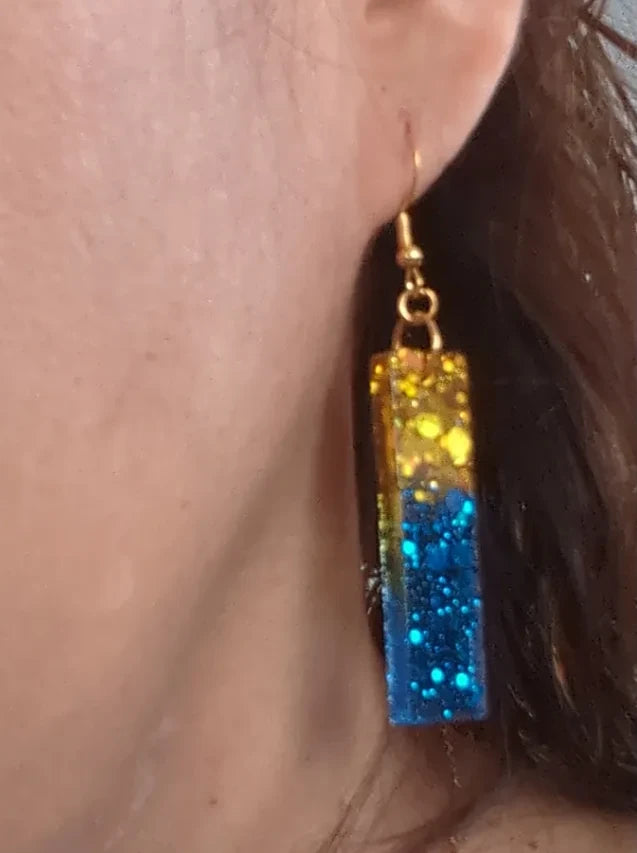 Earrings - Resin long rectangle on hook