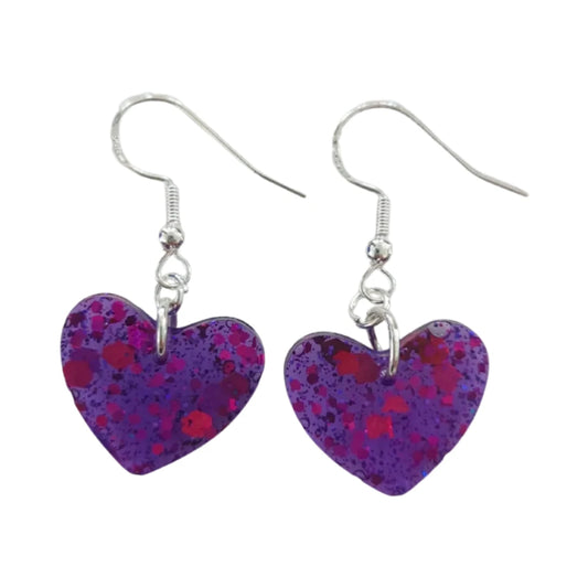 Earrings - Resin medium heart on 925 hook