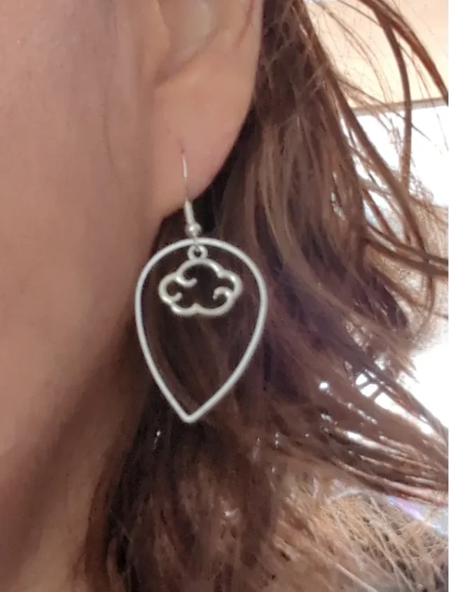 Earrings - Upside down teardrop with charm on hook