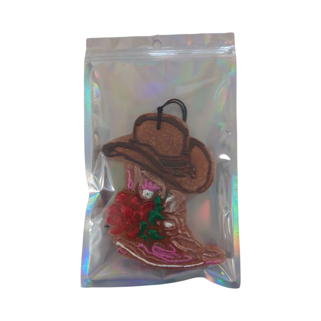 Freshie - Decorated large boots with flower & hat