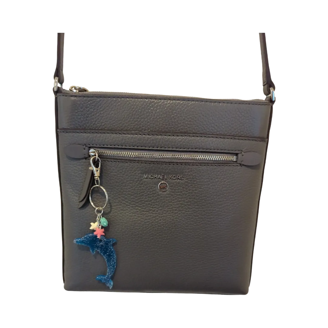 Keychain - Resin dolphin with seashell and starfish beads