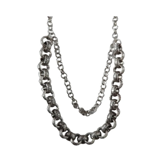 Necklace - 17 inches 2 mm antique silver rolo chain 9.5 inches 6.3 mm rolo chain