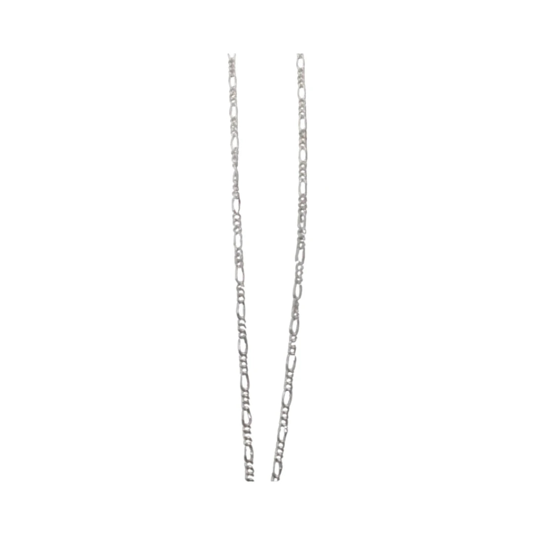 Necklace - 17.5 inches 925 silver figaro chain with sunflower charm