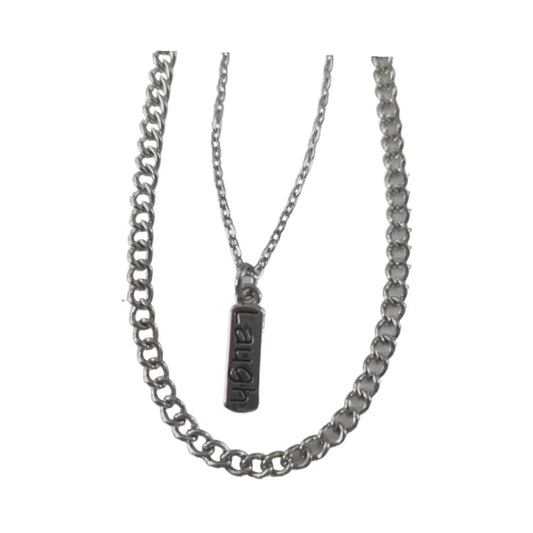 Necklace - 18 inches antique silver curb chain 15.5 inches stainless steel link chain with laugh charm
