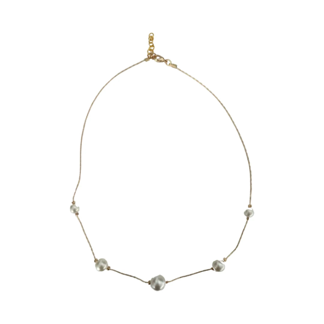 Necklace - 20 inches White pearl on gold chain Necklace