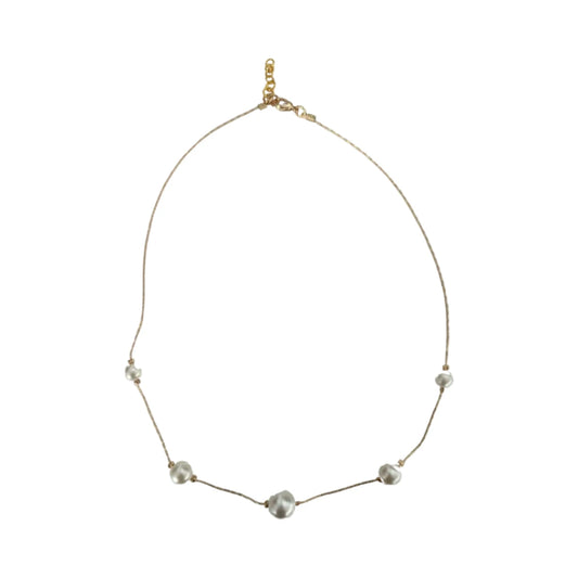 Necklace - 20 inches White pearl on gold chain Necklace