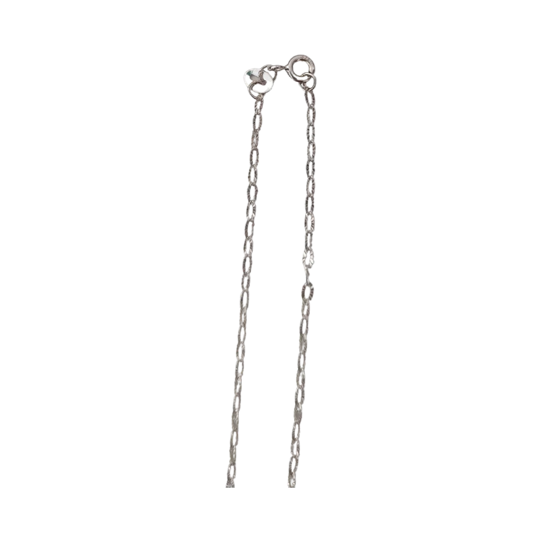Necklace - 21 inches 925 silver fancy link chain with gemstone cross pendant