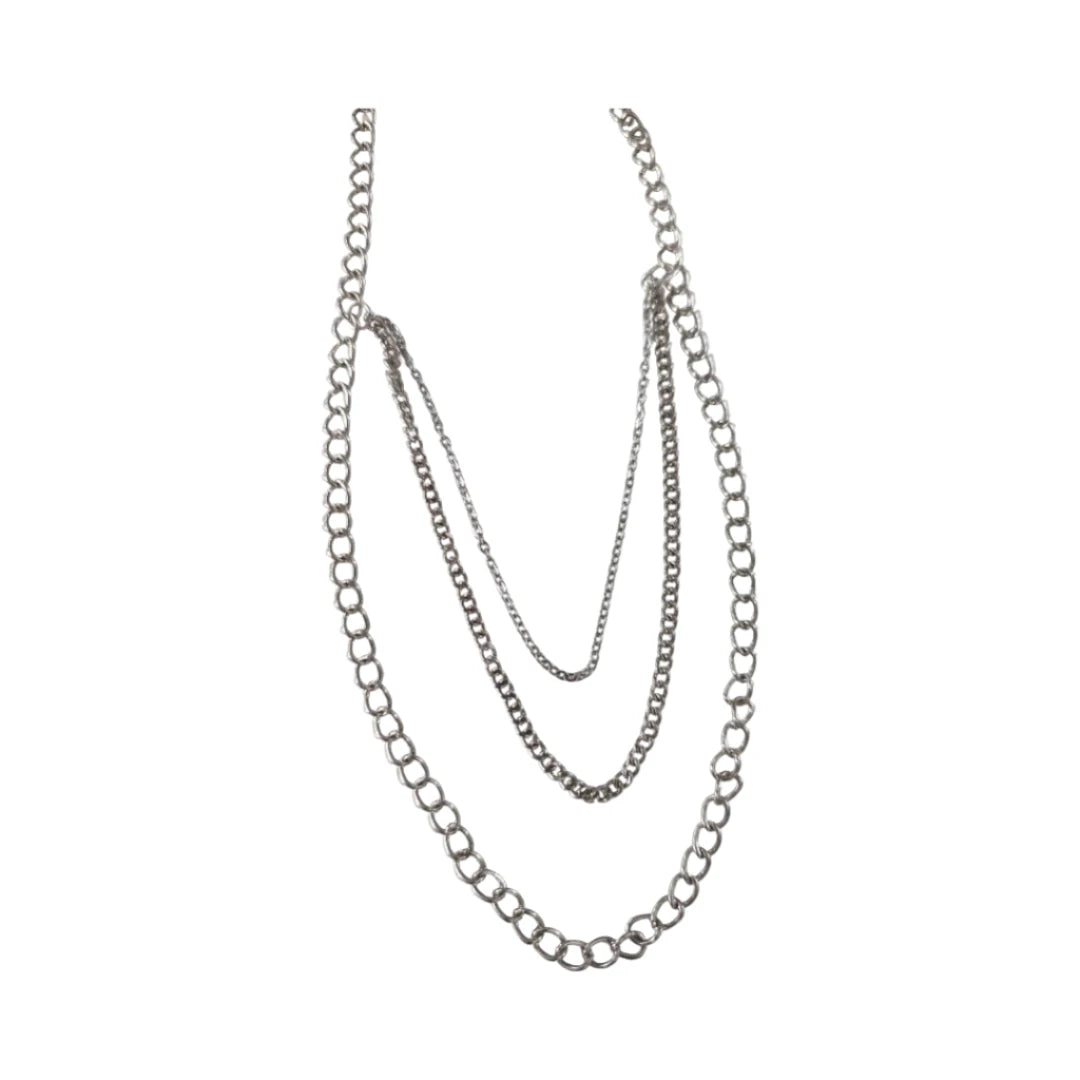 Necklace - 21 inches silver cable chain 8 inches stainless steel curb chain 7 stainless steel link chain