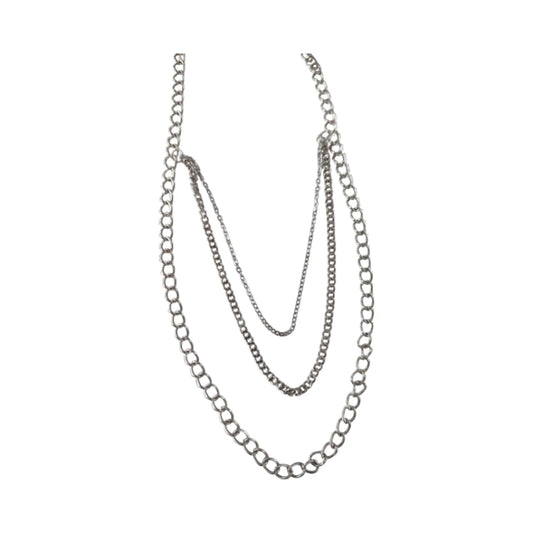 Necklace - 21 inches silver cable chain 8 inches stainless steel curb chain 7 stainless steel link chain
