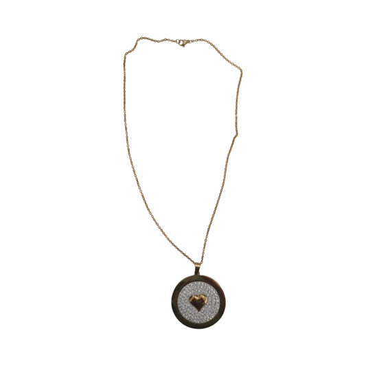 Necklace - Gold stainless steel circle with heart