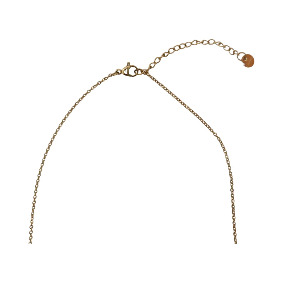 Necklace - Stainless steel gold chain with moons and rhinestones