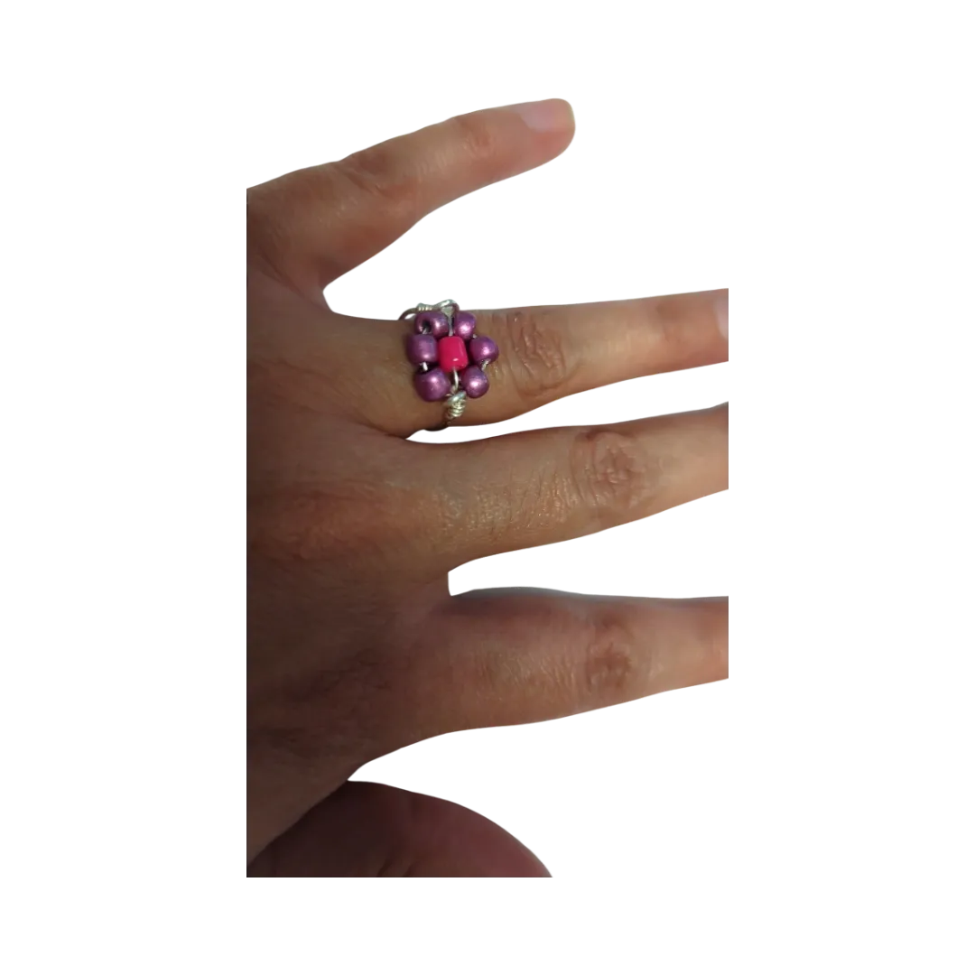 Ring - Daisy flower acrylic bead (22 gauge 0.6mm, 18 gauge 1.0mm)