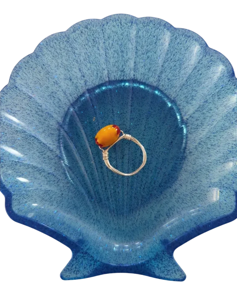 Ring - Glass bead on silver 22 gauge wire 0.6mm