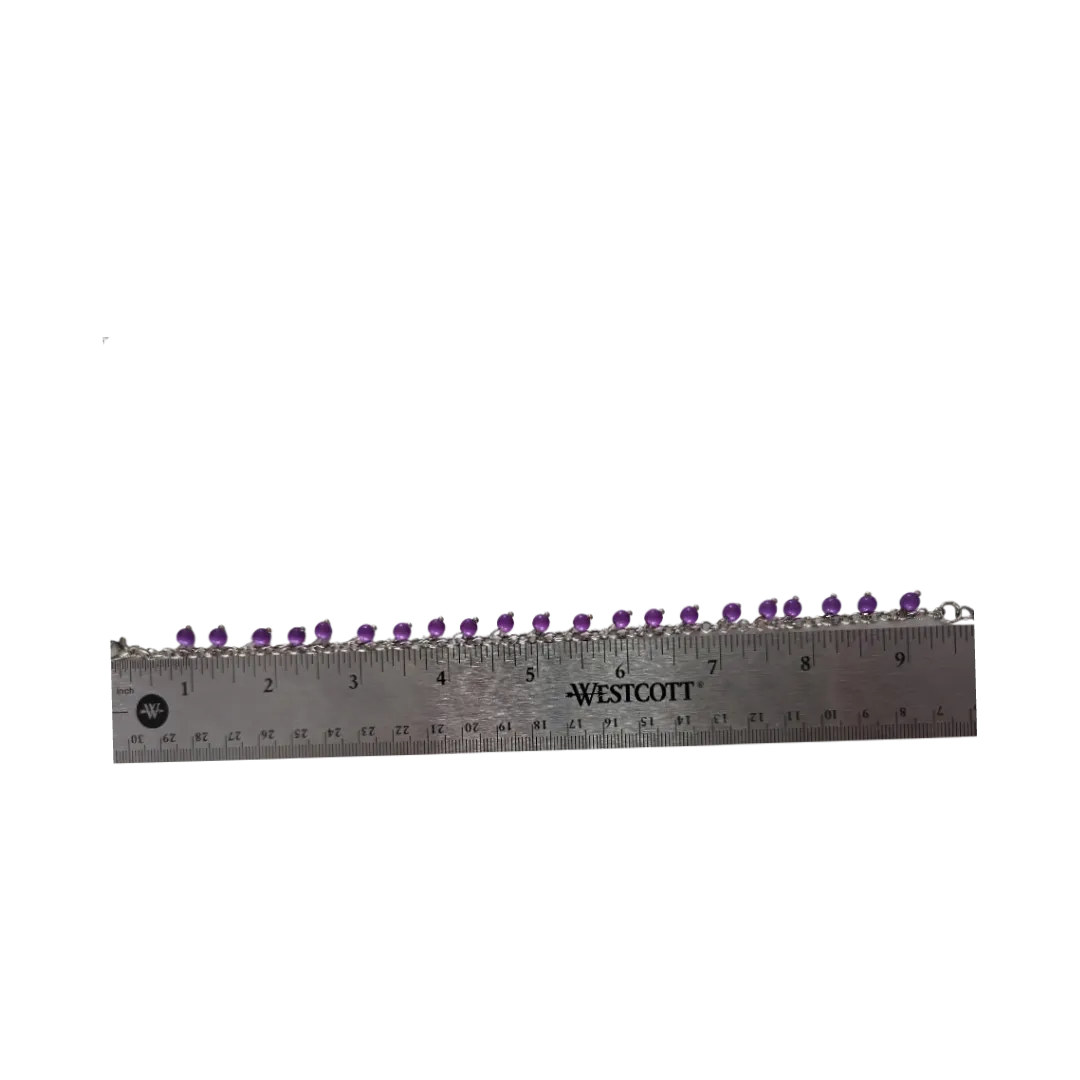 Anklet - 9.5 inches Small purple beads on chain Anklet