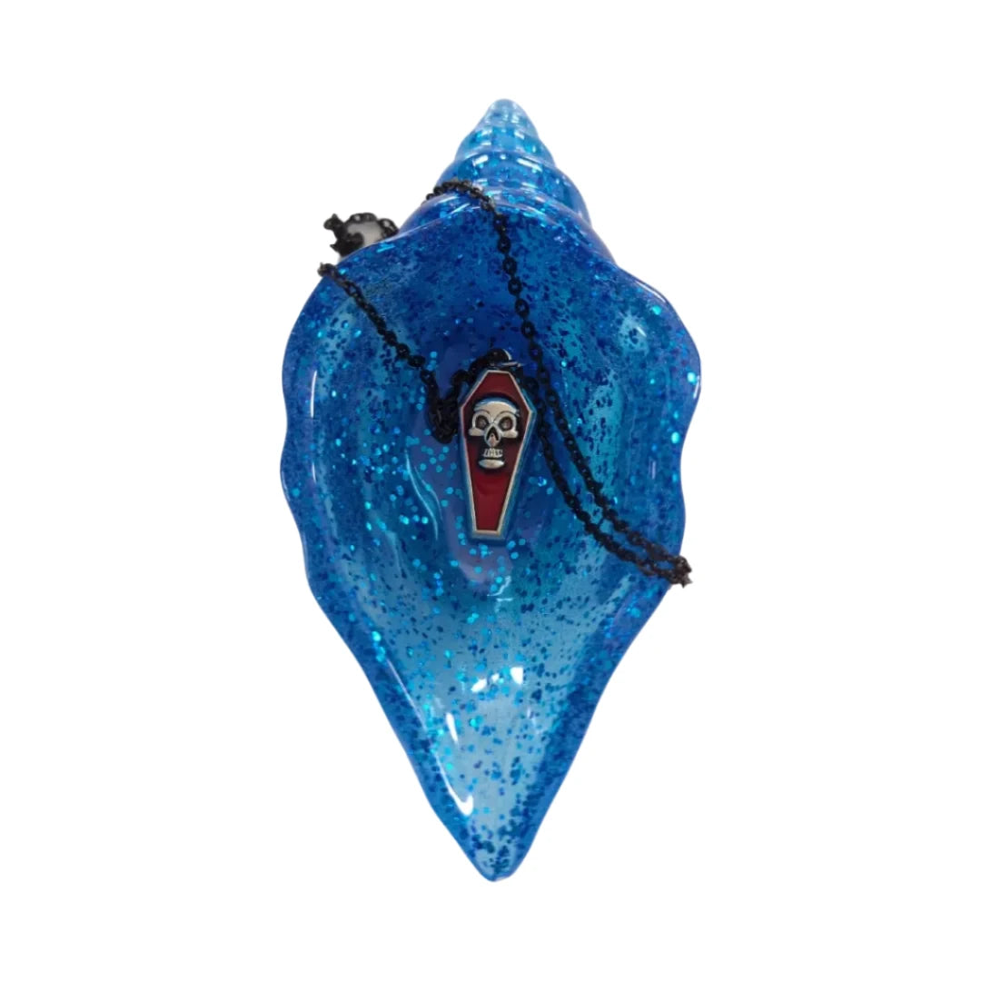 Necklace - 18.5 inches coffin charm on black chain