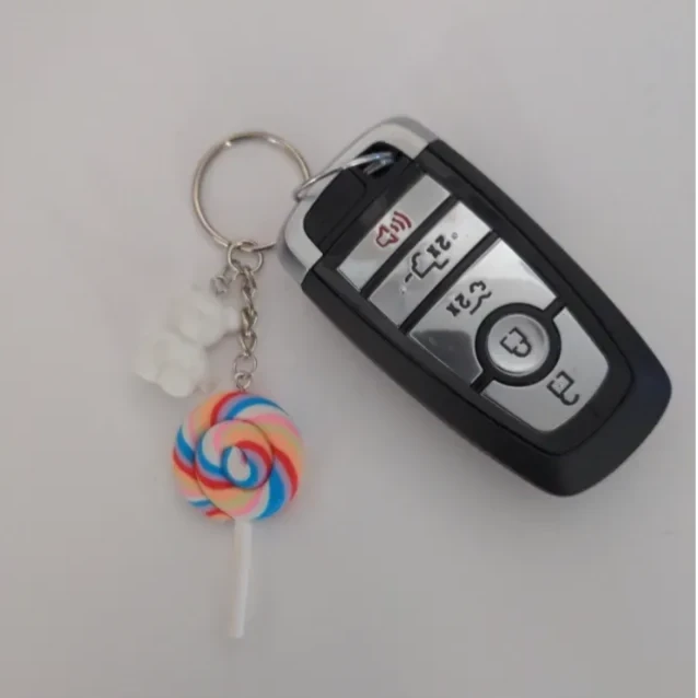 Keychain - Lollipop and Gummy Bear on Silver Chain