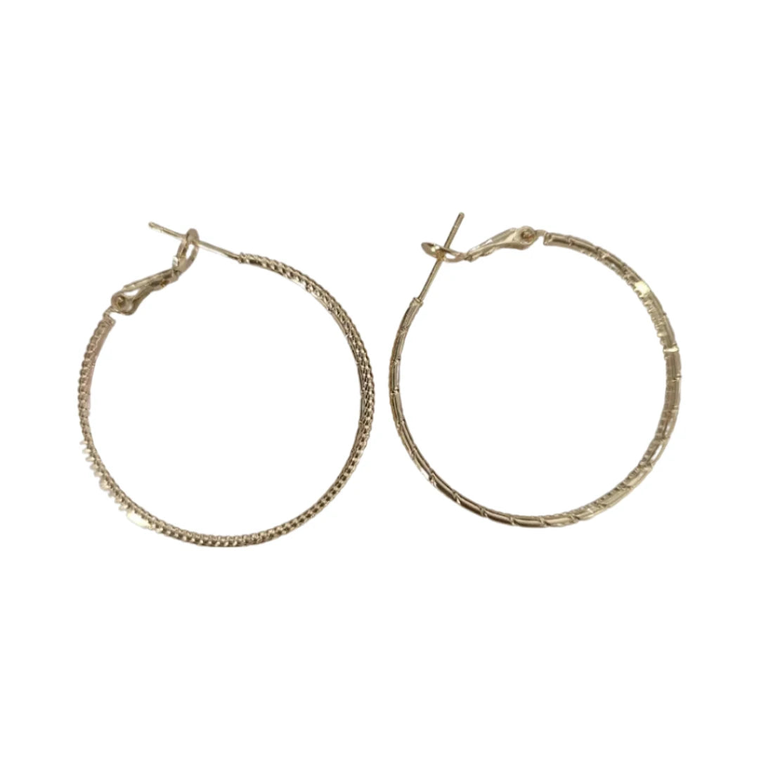 Earrings - Gold colored lightweight textured hoops