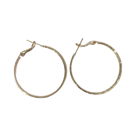 Earrings - Gold colored lightweight textured hoops