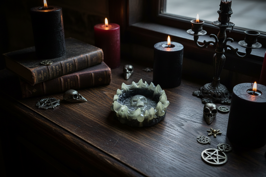 Glow in the dark/black resin skull trinket dish for Gothic jewelry