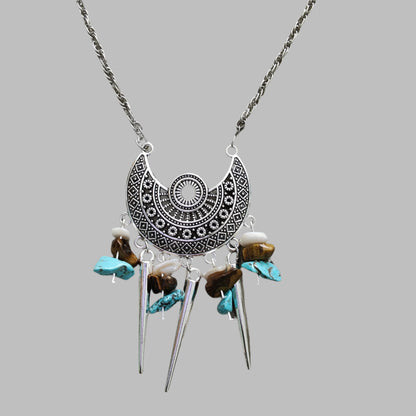 Elevate your style with our stunning Necklace - 22 inches Antique Chandelier Charm. Adorned with sparkling crystal beads and vintage cone shape dangles, it exudes elegance and charm. The stainless steel chain adds durability and a touch of modernity. Make a statement with this unique accessory!