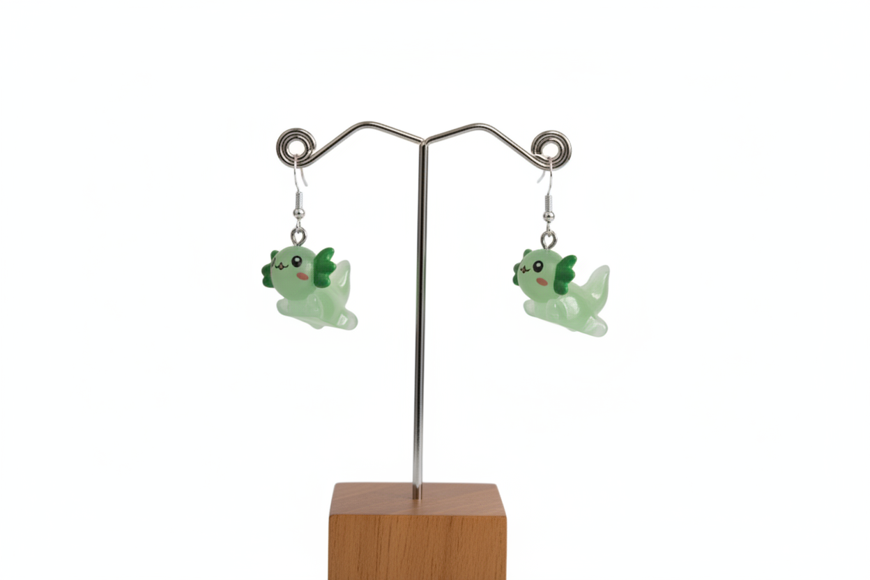 Earrings - Resin axolotl on hook