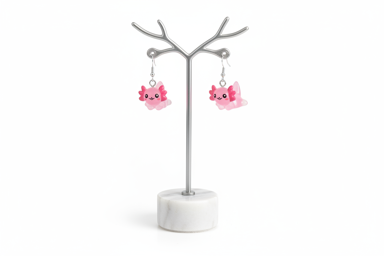 Earrings - Resin axolotl on hook