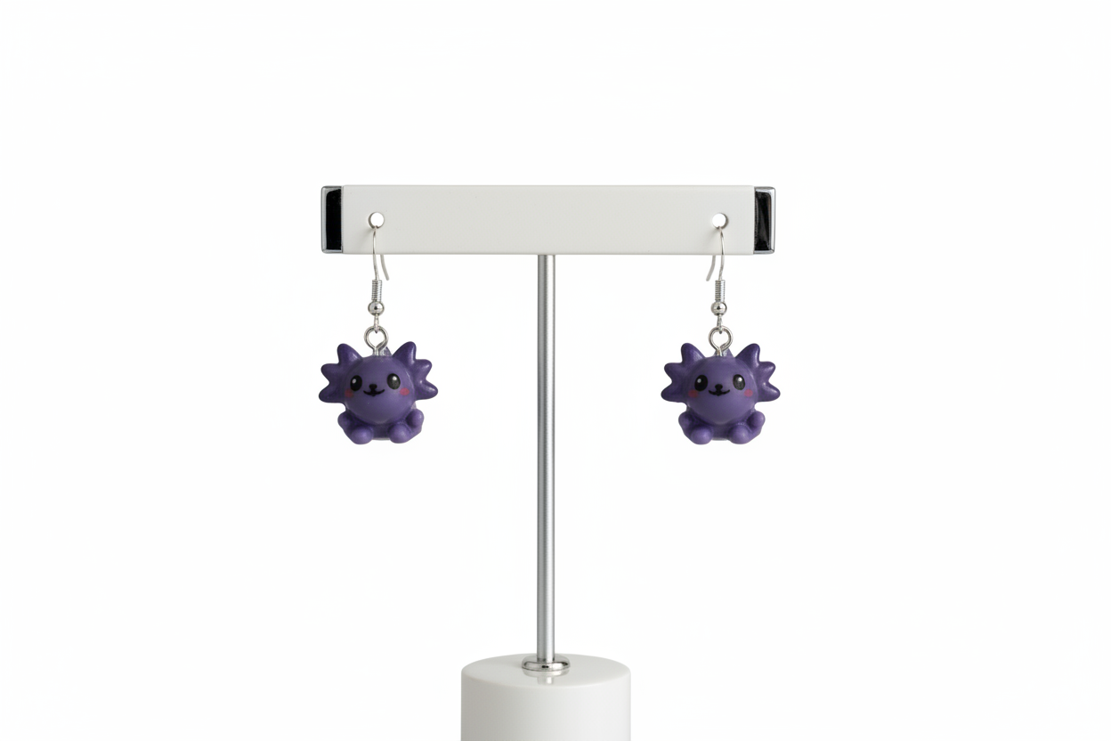 Earrings - Resin axolotl on hook