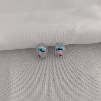 Earrings - Blue Mushroom Resin studs