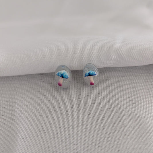 Earrings - Blue Mushroom Resin studs
