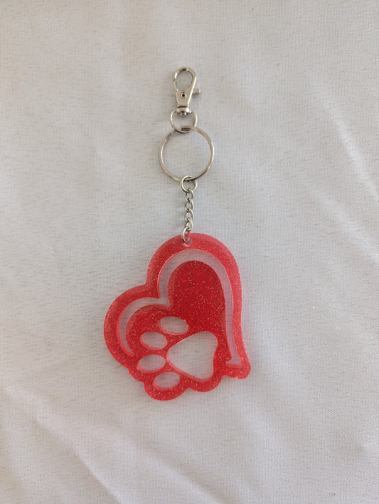 Keychain - Resin paw heart