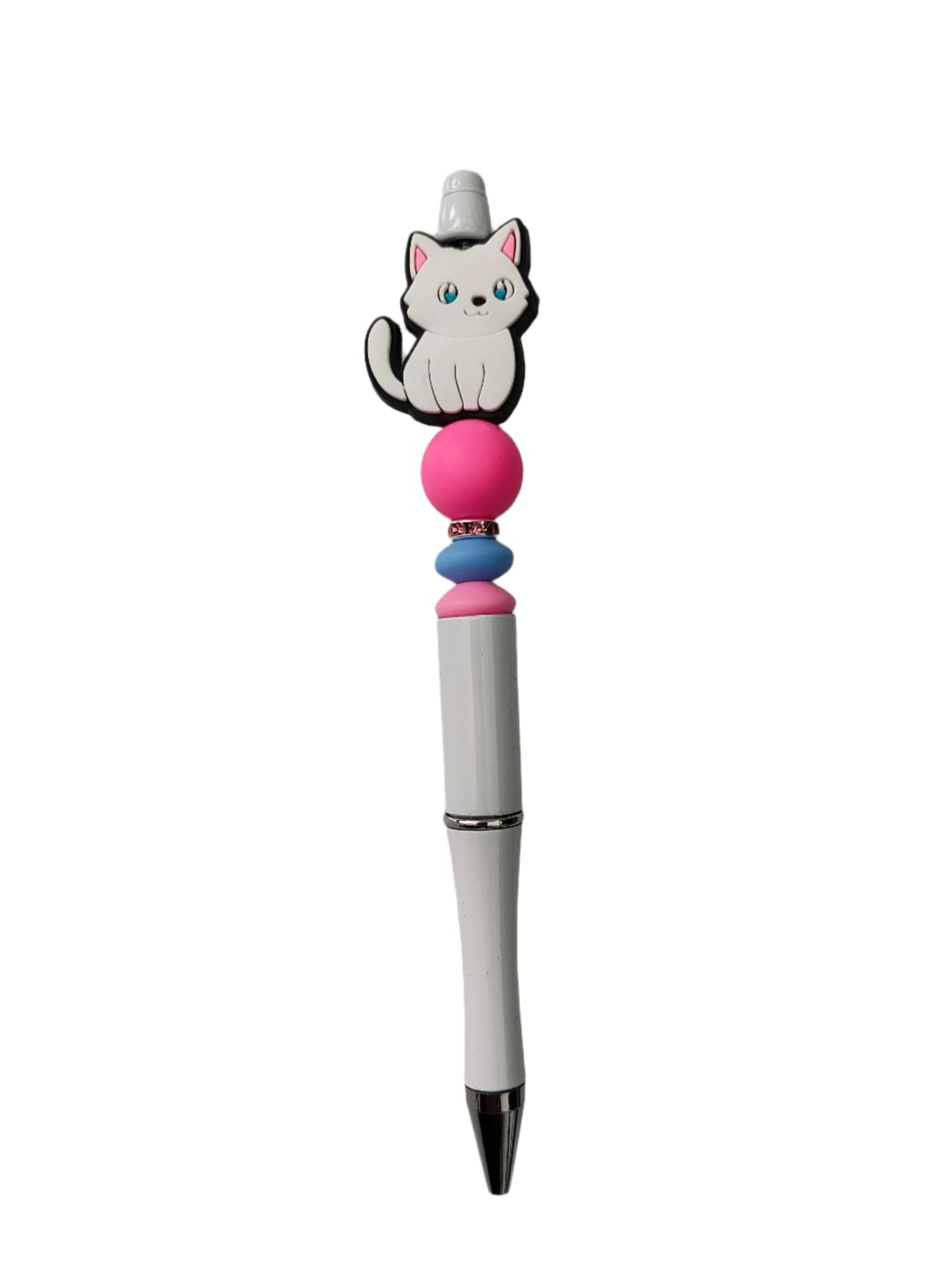 Get your paws on this adorable Pen - Cat silicon beaded acrylic pen! With sleek black ink, this pen is perfect for all your writing needs. The unique cat design is sure to make a statement and bring a smile to your face every time you use it. Upgrade your writing game today!