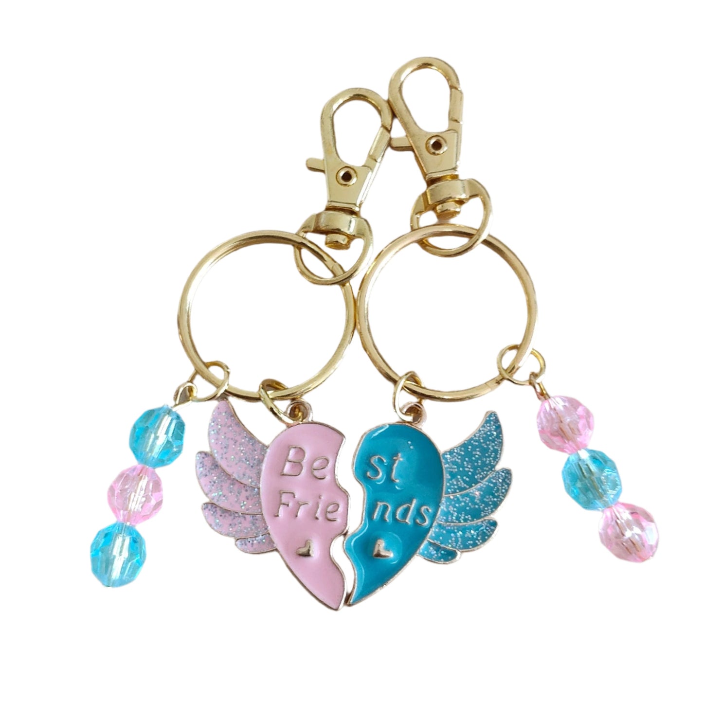This keychain set allows you and your friend to share a special bond wherever you go. With a unique split heart design, these keychains symbolize your unbreakable friendship. Keep your keys safe in style and remind yourself of the strong connection you have with your best friend.