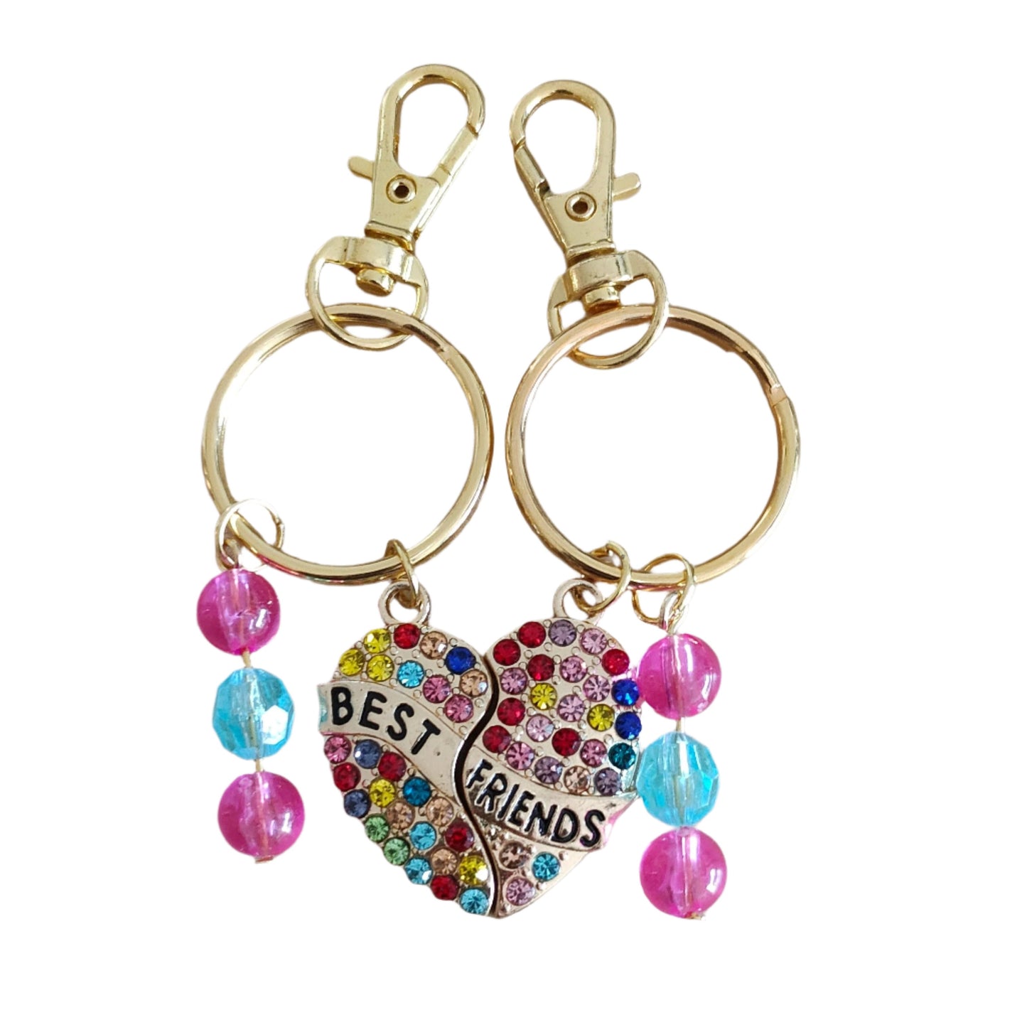 This keychain set allows you and your friend to share a special bond wherever you go. With a unique split heart design, these keychains symbolize your unbreakable friendship. Keep your keys safe in style and remind yourself of the strong connection you have with your best friend.