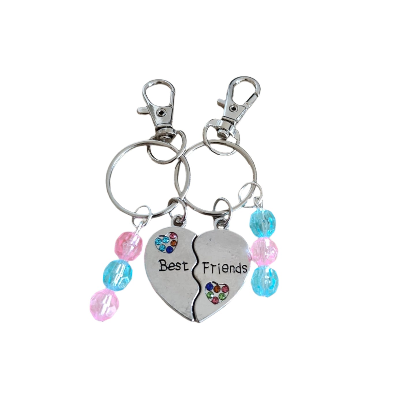This keychain set allows you and your friend to share a special bond wherever you go. With a unique split heart design, these keychains symbolize your unbreakable friendship. Keep your keys safe in style and remind yourself of the strong connection you have with your best friend.