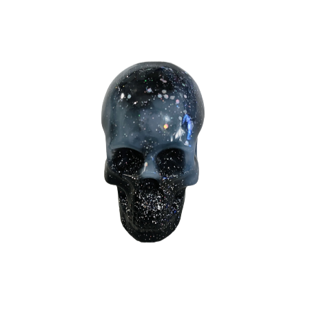 Add a unique touch to your home decor with our Knickknack - Resin small skull. Made with high-quality resin, this skull is a perfect blend of edginess and creativity. Elevate your space with this eye-catching piece that will surely spark your imagination.