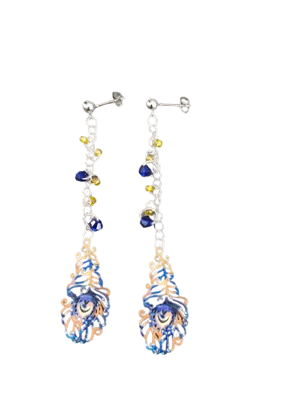 Inspire with our Filigree feather earrings. Made with stainless steel chains and delicate seed beads, these earrings feature intricate filigree feathers on ball post studs. Lightweight and elegant, perfect for any occasion. Elevate your style now!