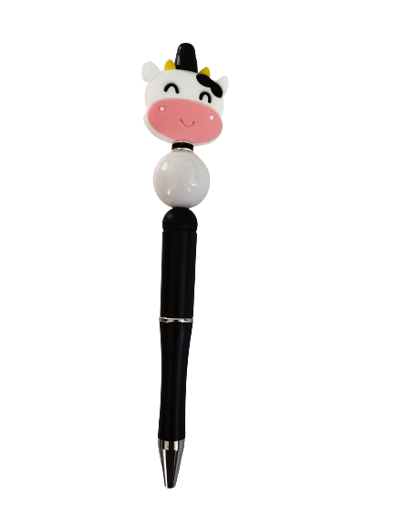 Add a fun twist to your writing with our Cow silicon beaded acrylic pen! The black ink flows smoothly, while the beaded design provides a comfortable grip. Experience the satisfaction of writing with this unique and stylish pen.
