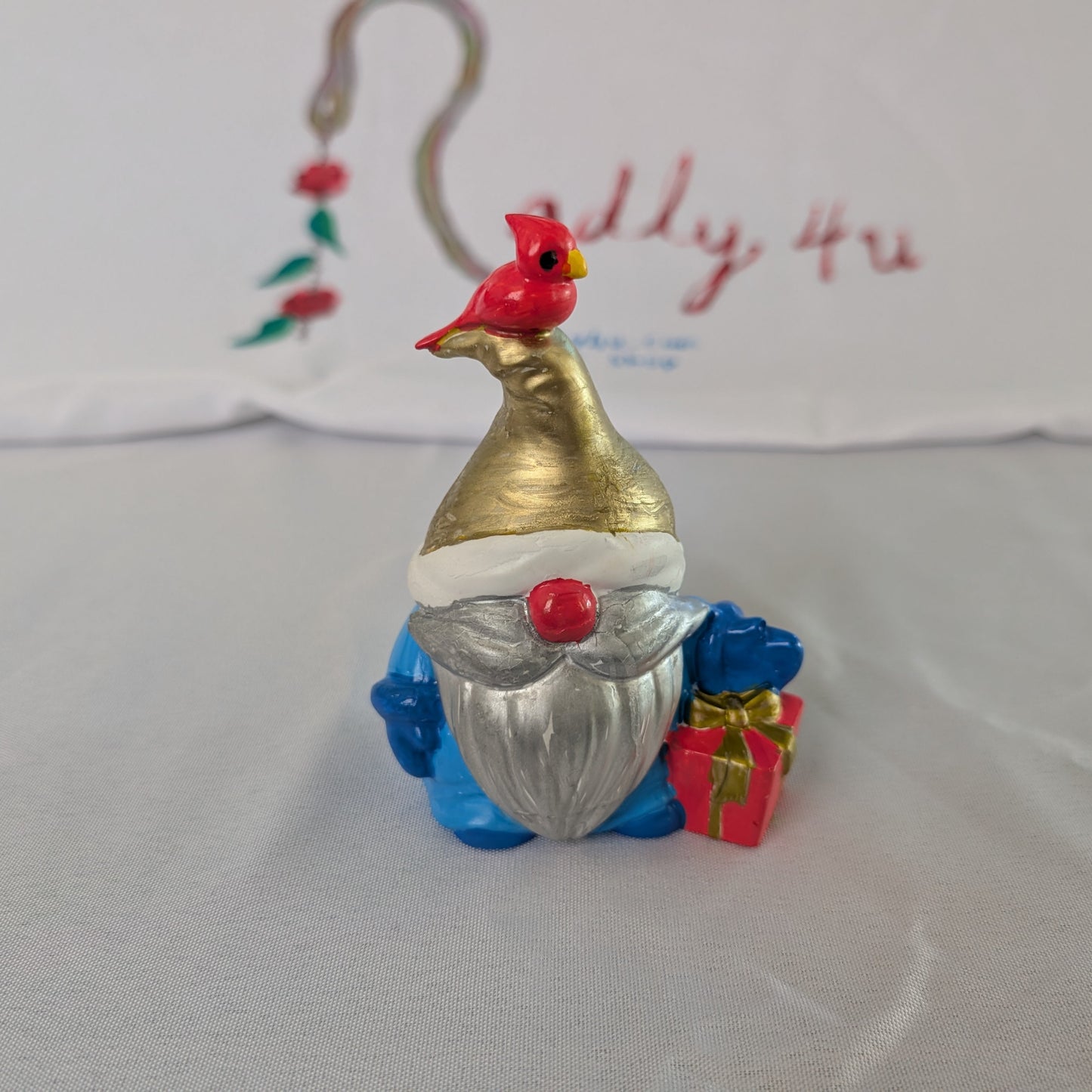 Resin Gnome with bird trinket