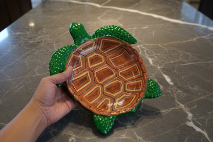 Resin Sea Turtle Tray

hand crafted with eco resin, and hand painted with acrylic paints.

Eco Resin feels similar to Ceramic or porcelain: smooth, cool to the touch, and non-plastic.