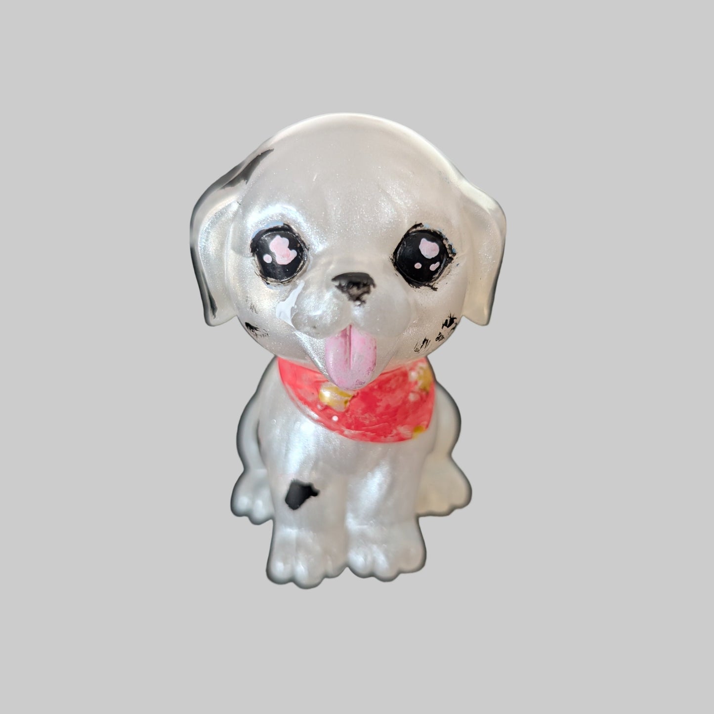 hand crafted with epoxy resin, and hand painted with acrylic paints.

Epoxy resin is typically smooth, rigid, and non-porous, similar to a hard plastic or glass.
