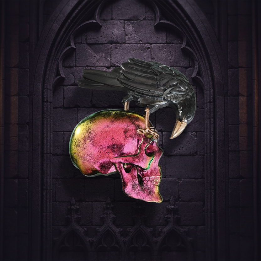 Resin Crow on skull