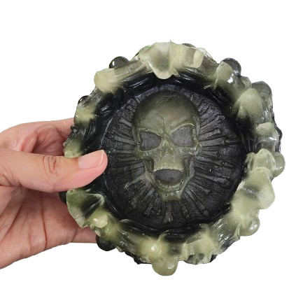 Glow in the dark/black resin skull trinket dish for Gothic jewelry