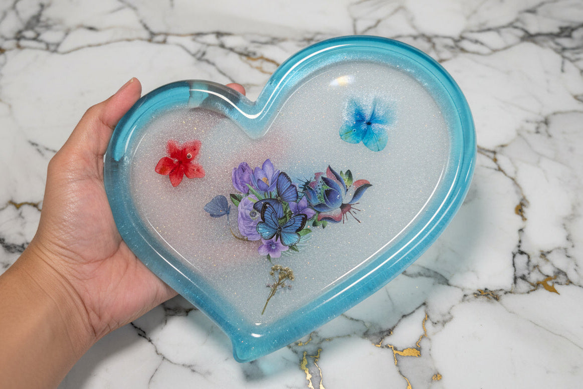 Large irregular resin heart tray